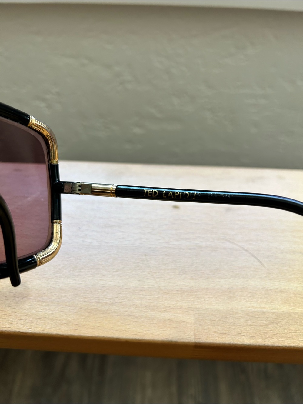 Vintage 70’s Ted Lapidus Oversized Sunglasses Black and Gold Made in France - Picture 6 of 6